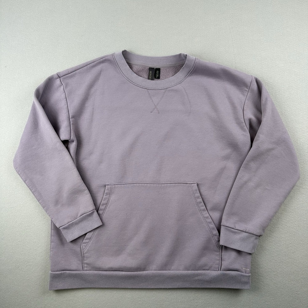 Mondetta Women's Soft Brushed Fleece Kangaroo Size Large Pocket Crewneck Top